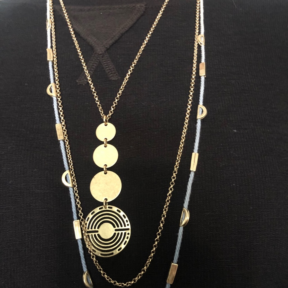 Lucky Brand "Layers" 3-in-1 goldstone necklace - Picture 4 of 5